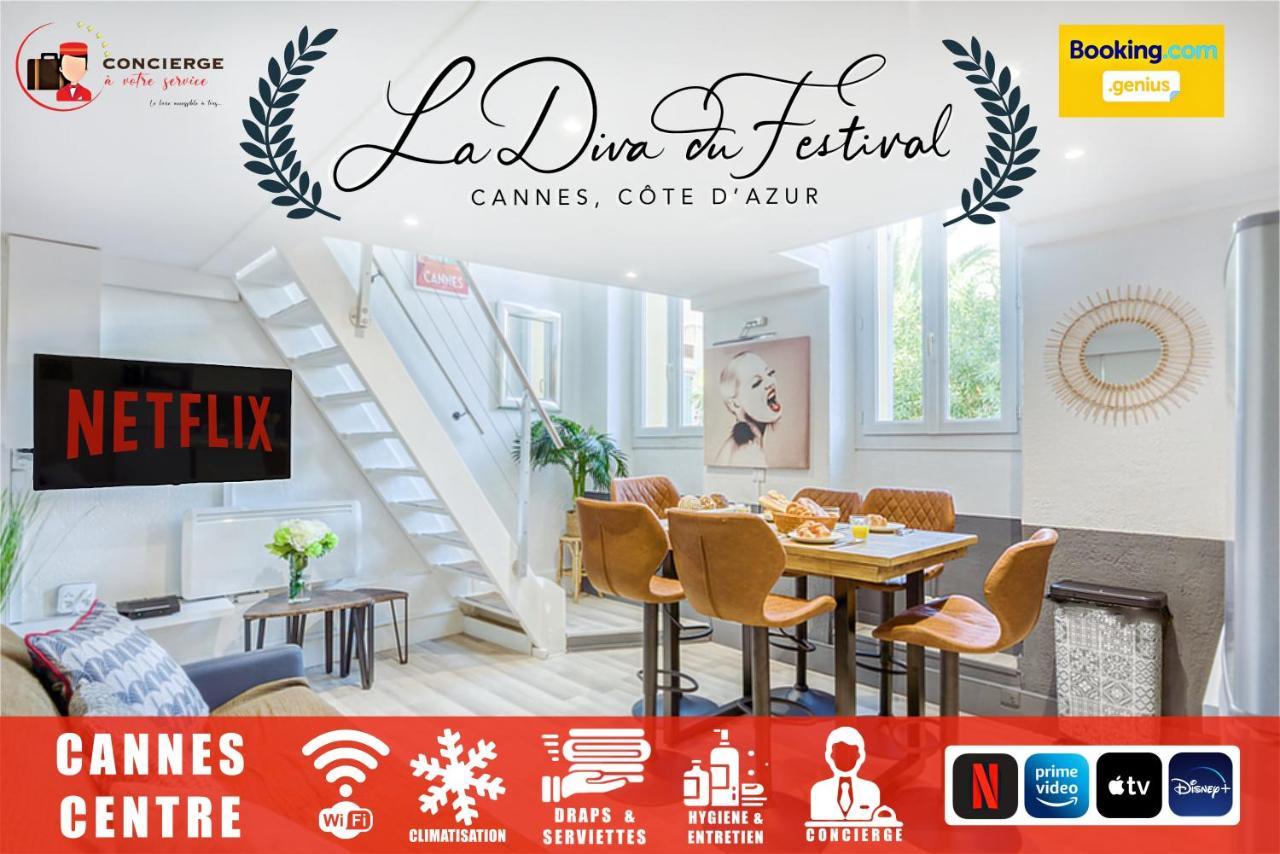 קאן La Diva Du Festival - 10 Mn A Pied Palais & Plages - Cosy & Calme - Clim - Wifi מראה חיצוני תמונה